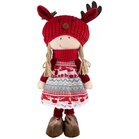 16'' Little Nordic Girl in Moose Antler Hat Christmas Figure