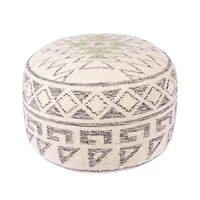 Hello Honey® 12" Kilim Wool Blend Round Pouf