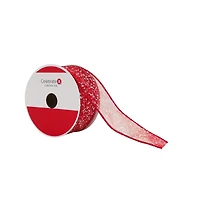 1.5" x 30ft. Red Sugar Wired Sheer Ribbon by Celebrate It®