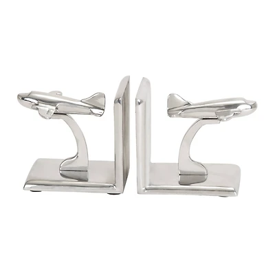 5" Silver Aluminum Contemporary Plane Bookends