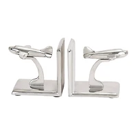 5" Silver Aluminum Contemporary Plane Bookends