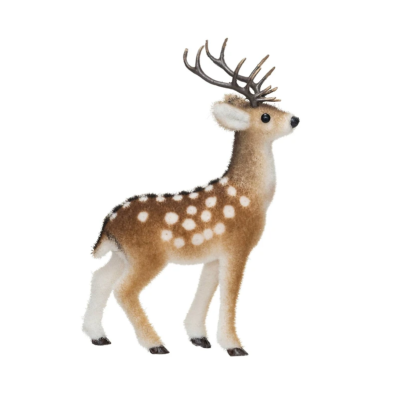 Hello Honey® 10" Brown & White Flocked Foam Standing Deer with Antlers