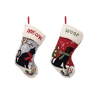 Glitzhome® 20" Cat & Dog Hooked Stockings, 2ct.
