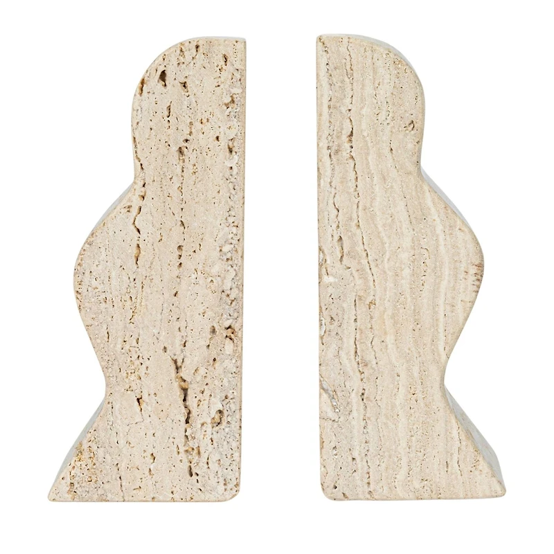 Hello Honey® 6" Natural Travertine Wave Bookends Set