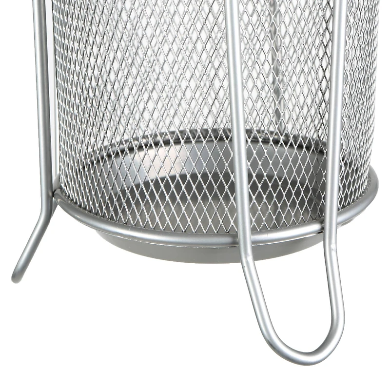 Mind Reader Silver Round Metal Mesh Umbrella Stand