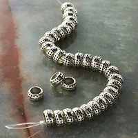 Antique Silver Large Hole Metal Rondelle Beads, 7mm by Bead Landing™