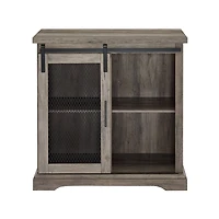 Edison Walker 32" Grey Wash Sliding Mesh Metal Door Accent Cabinet