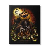 Stupell Industries Spooky Pumpkin Skeleton Haunted Woods Canvas Wall Art