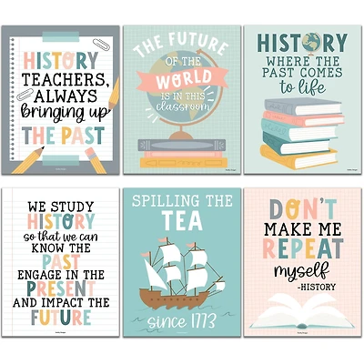 Hadley Designs 11" x 14" Boho History Bulletin Board Classroom Décor Posters Set