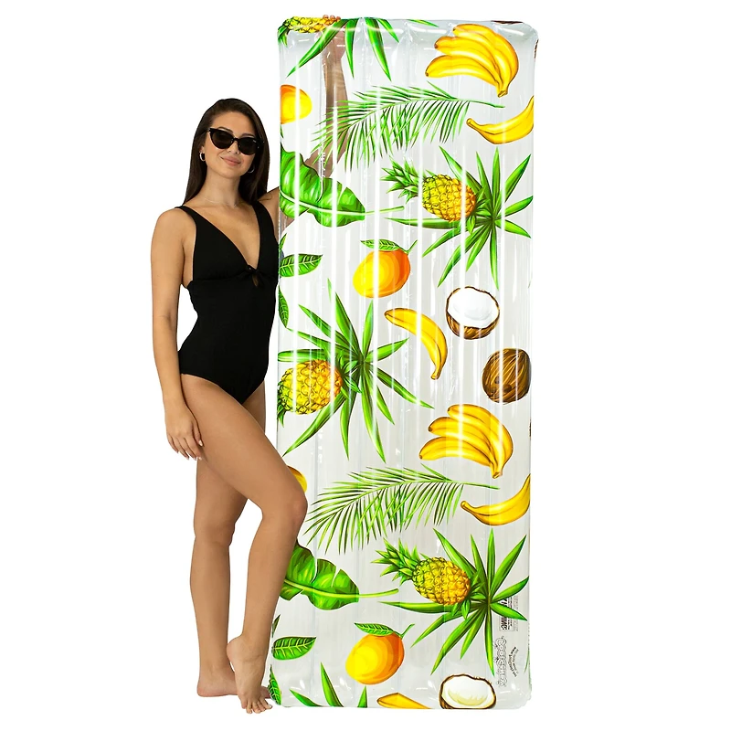 PoolCandy Deluxe Pool Raft with Tropical Flower Print