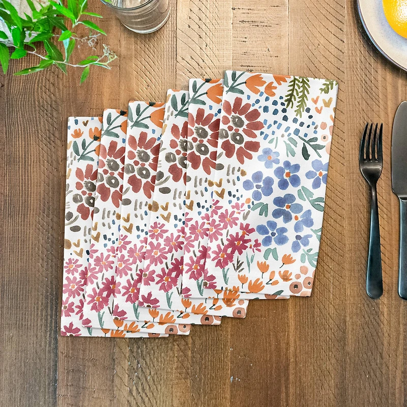 Bright Multi Floral 10" x 10" Cotton Twill Napkin