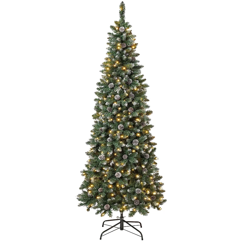 7.5 ft. Pre-Lit Feel Real® Flocked Oakley Hills Artificial Christmas Tree, Warm White LED Lights