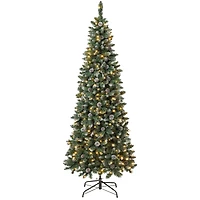 7.5 ft. Pre-Lit Feel Real® Flocked Oakley Hills Artificial Christmas Tree, Warm White LED Lights 