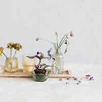 Hello Honey® Embossed Glass 5-Votive Candle Holders with Vase & Wood Tray