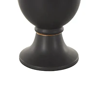 20.25" Black Ceramic Fluted Urn Shaped Vase with Arch Handles