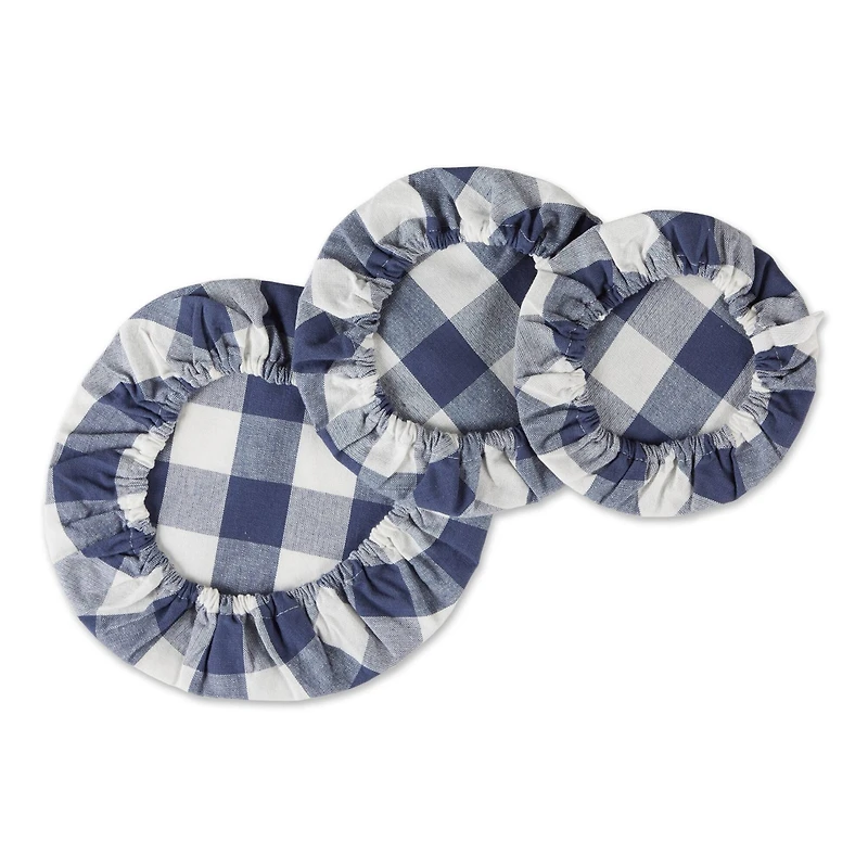 DII® Assorted French Blue Buffalo Check Woven Dish Cover Set