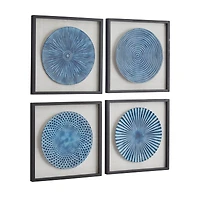 Blue Wood Coastal Abstract Art Wall Decor, Set of 4 16" x 16"