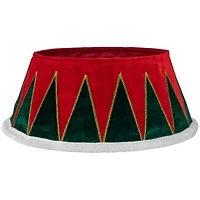 25" Red and Green Drum with White Trim Christmas Tree Collar