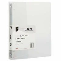 JAM Paper 3/4" Clear Glass Twill Plastic 3-Ring Binders, 4ct.