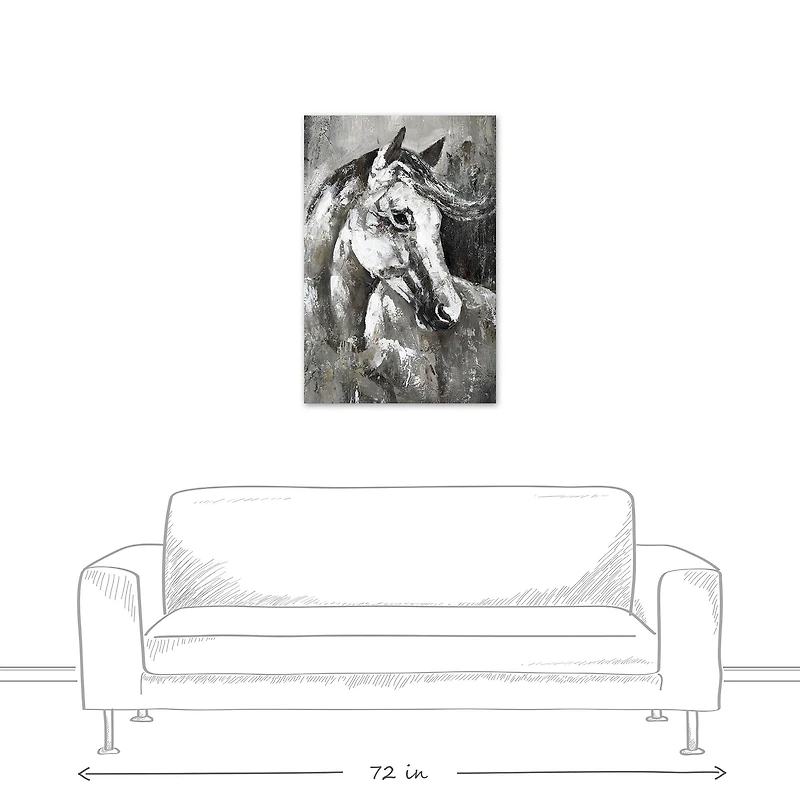 Greyscale Horse 24" x 36" Canvas Wall Art