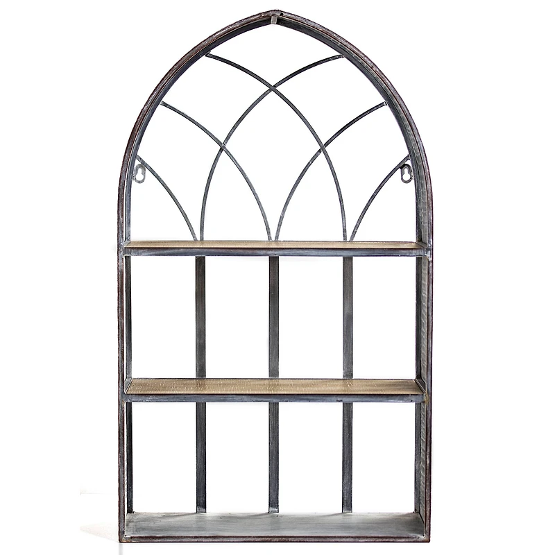 White Cathedral Arch Rustic Hanging Wall Shelf & Rack