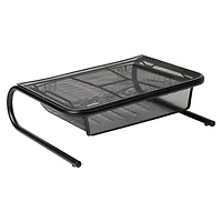 Mind Reader Black Metal Mesh Monitor Stand & Desk Organizer With Storage Drawer