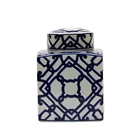 Hello Honey® 8.5" Blue & White Ceramic Ginger Jar with Lid