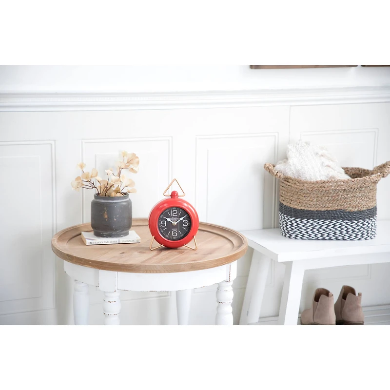 9" Red Metal Farmhouse Table Clock