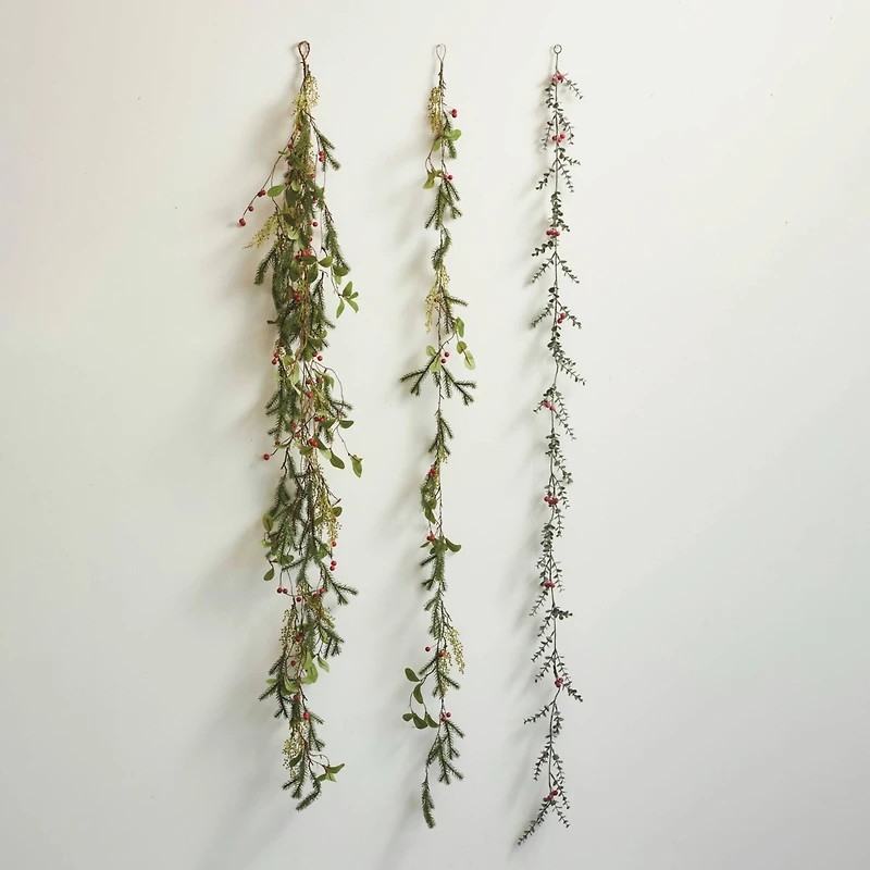 Hello Honey 6ft. Frosted Faux Boxwood Garland with Berries
