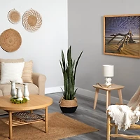 46" Sansevieria Artificial Plant in Boho Chic Handmade Cotton & Jute Woven Planter