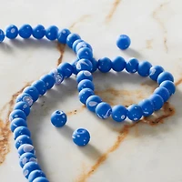 12 Pack: Blue & White Matte Glass Round Beads, 7mm by Bead Landing™