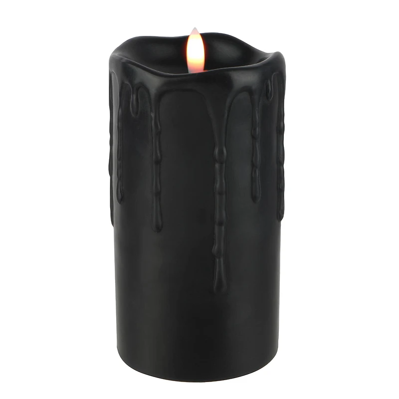 3" x 6" Black Dripping LED Wax Pillar Candle by Ashland®