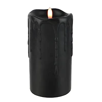 3" x 6" Black Dripping LED Wax Pillar Candle by Ashland®