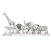 13" Silver Polystone Safari Animal Sculpture