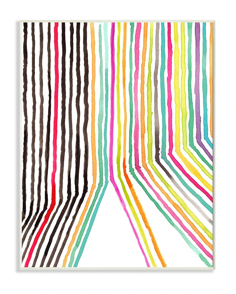 Stupell Industries Asymmetrical Line Breaks Between Fold Vibrant Rainbow Wall Plaque