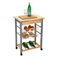 Organize It All Rolling Kitchen Cart with Wine Rack
