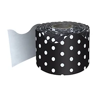 Carson Dellosa® Black with White Polka Dots Rolled Scalloped Border, 195ft.