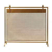 Copper Metal Suspended Grid Style Netting Single Panel Fireplace Screen