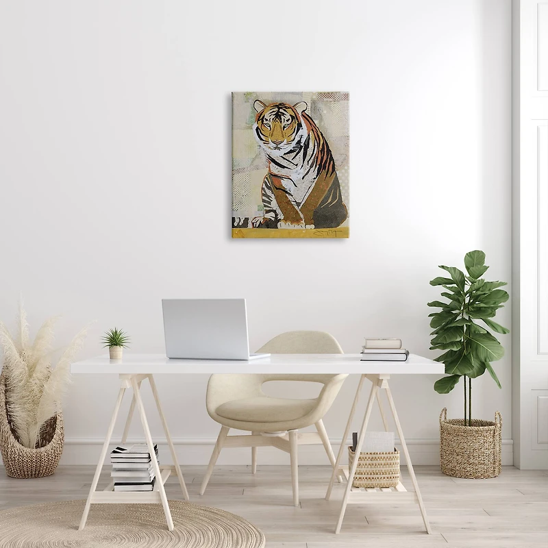 Stupell Industries Resting Jungle Tiger over Abstract Patterns Canvas Wall Art