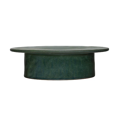 Hello Honey® 12" Matte Green Reactive Glaze Stoneware Pedestal