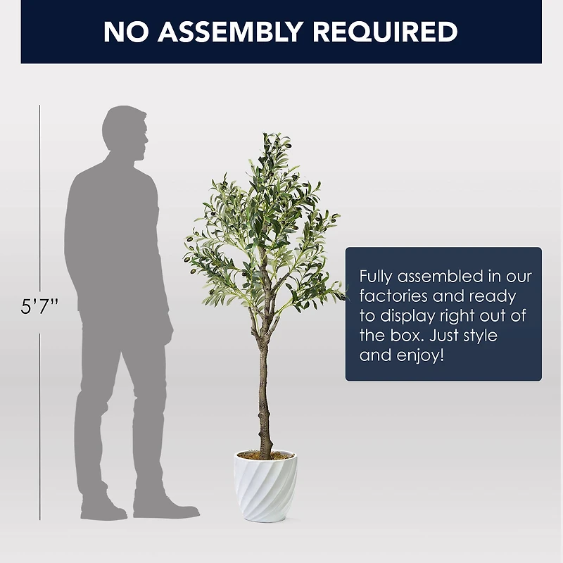 American Art Decor 5ft. Olive Tree in White Ceramic Pot