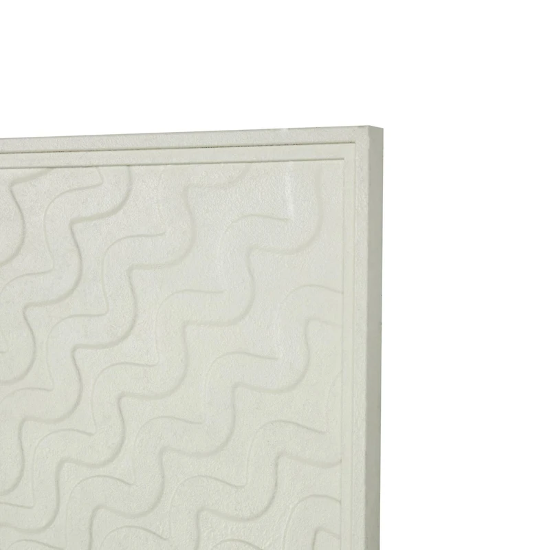 40" White & Gold Metal Geometric Wall Decor with Wavy Pattern