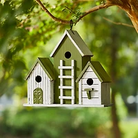 Glitzhome® 14.75" Distressed Wood Villa Birdhouse with 3D Ladder