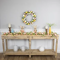 22" Pink & Yellow Easter Eggs & Flower Buds Artificial Wreath