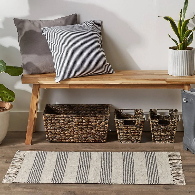 DII® Gray Ticking Stripe Hand-Loomed Rug, 2ft. x 3ft.