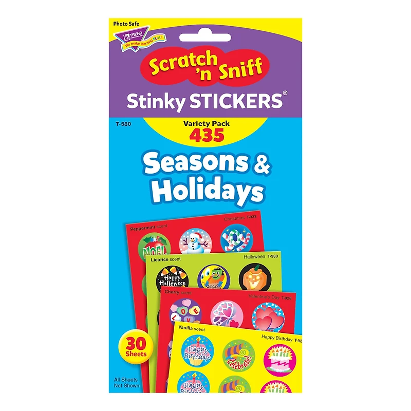 Trend Enterprises® Stinky Stickers® Seasons & Holidays Variety Pack, 2 Packs of 435ct.