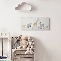 Stupell Industries Adorable Jungle Animals Wildlife Illustration Elephant Giraffe Canvas Wall Art