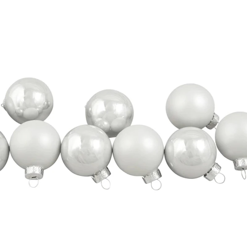 9ct. 2.5" Shiny & Matte White Glass Ball Ornaments