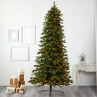 10ft. Pre-Lit Belgium Fir Artificial Christmas Tree, Clear LED Lights