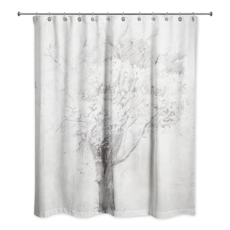 Tree Pencil Drawing Shower Curtain